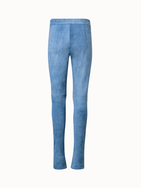 Leather Leggings with Stretch in Washed Denim Effect