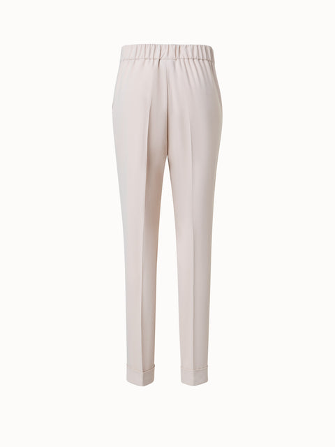 Linen-blend tapered trousers - Light beige - Ladies