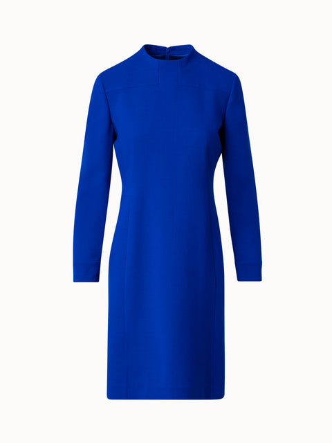Wool Double-Face Sheath Dress with Long Sleeves