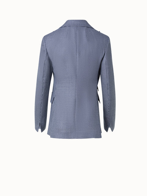 Single-Breasted Houndstooth Blazer in 100% Cashmere