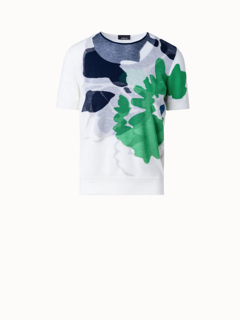Knit T-Shirt with Sketched Abraham Flower