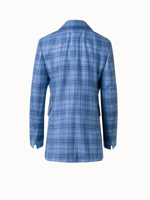 Long Checked Jacket in Silk Cotton