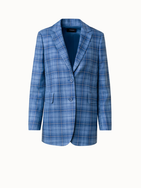 Long Checked Jacket in Silk Cotton