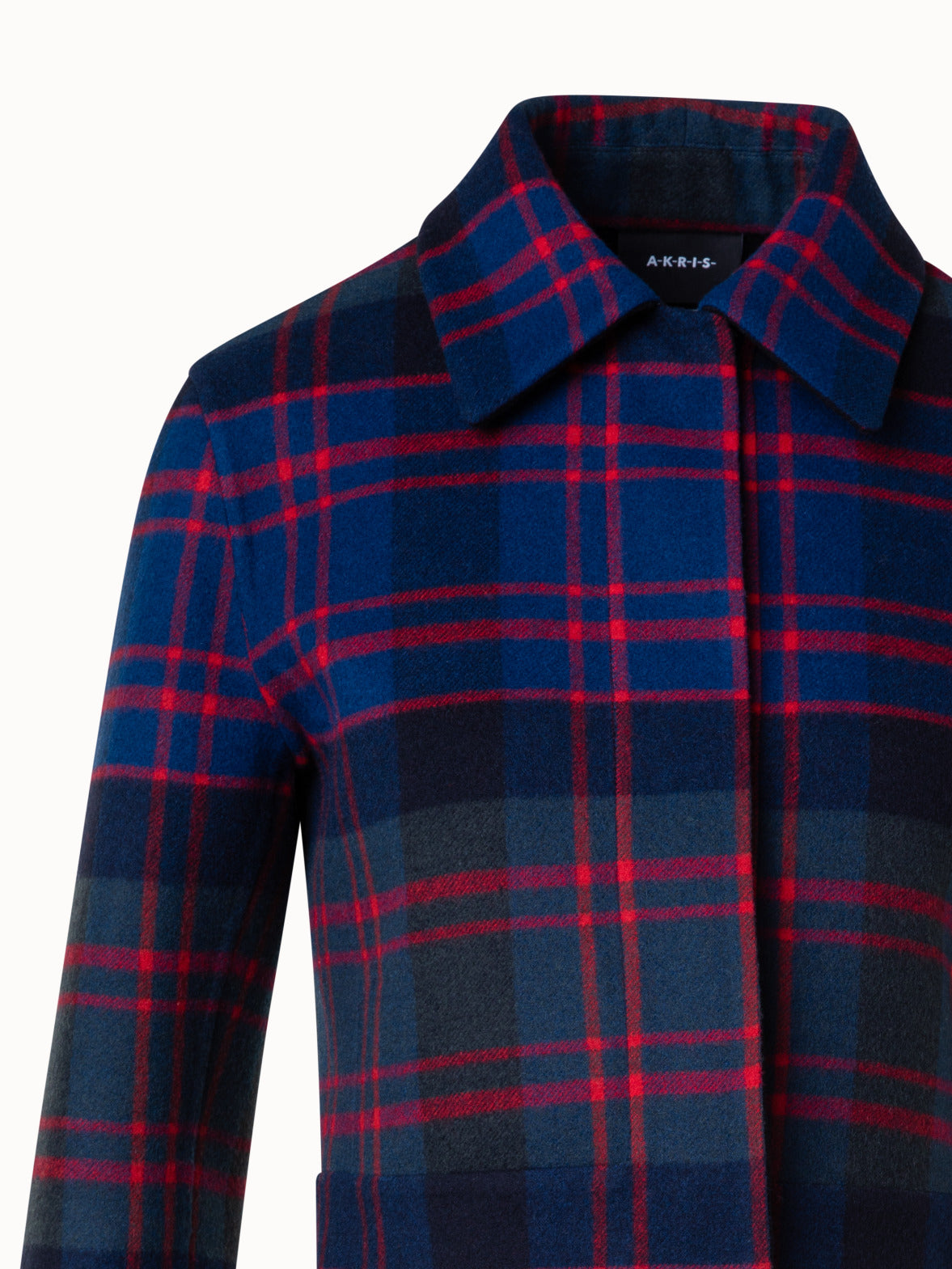 Short Glen Check Jacket in Wool Cashmere Double-Face