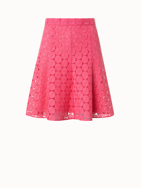 Short A-Line Flared Skirt in Dot Embroidery