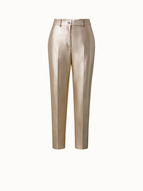 Golden Faux Leather Tapered Pants