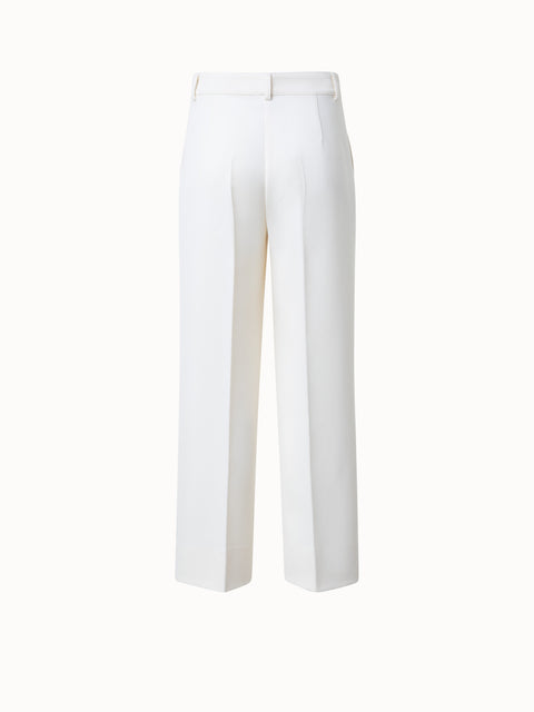 Straight Cropped Pants in Wool Tricotine