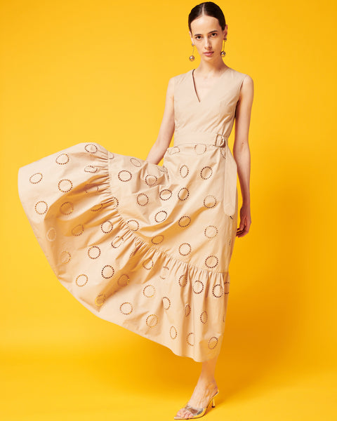 Akris Punto Metallic 3D Dot Embroidery Midi Dress — UFO No More