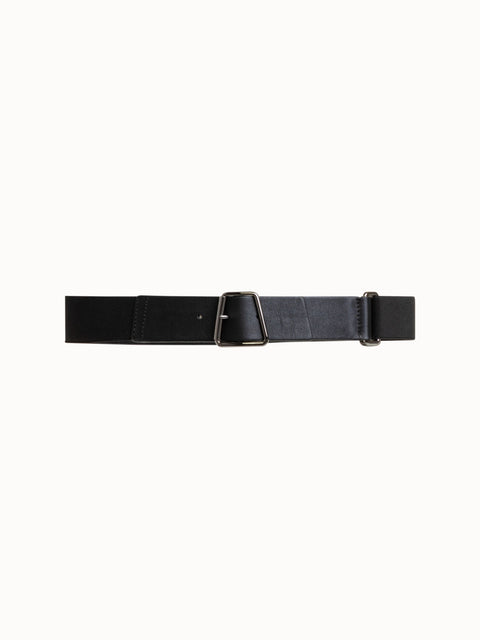 Leather and Elastic Belt with Trapezoid Buckle