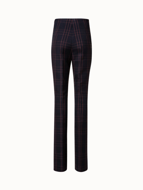 Wool Double-Weave Bootcut Pants with Window Pane Check