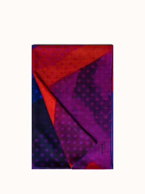 Scarf in Cashmere Silk with Superimposition Print