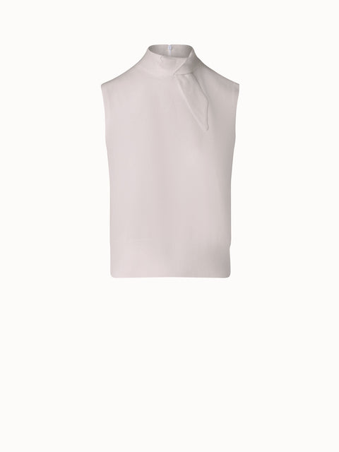 Sleeveless 100% Cashmere Knit Top with Knot