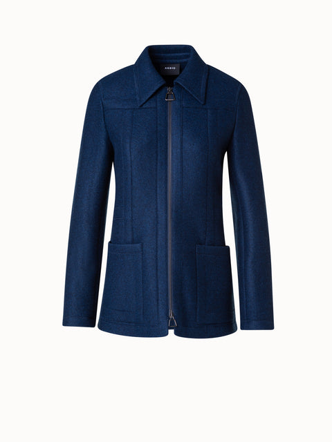 Tailored Jacket in 100% Cashmere with Stand Up Collar