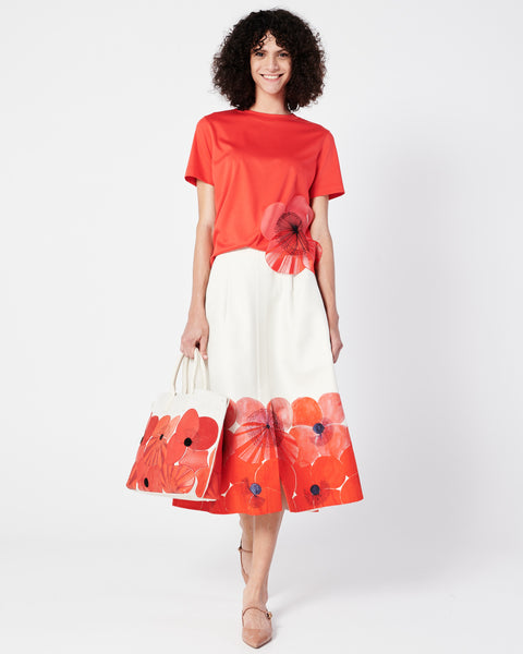 Cotton Jersey T-Shirt with Organza Poppy
