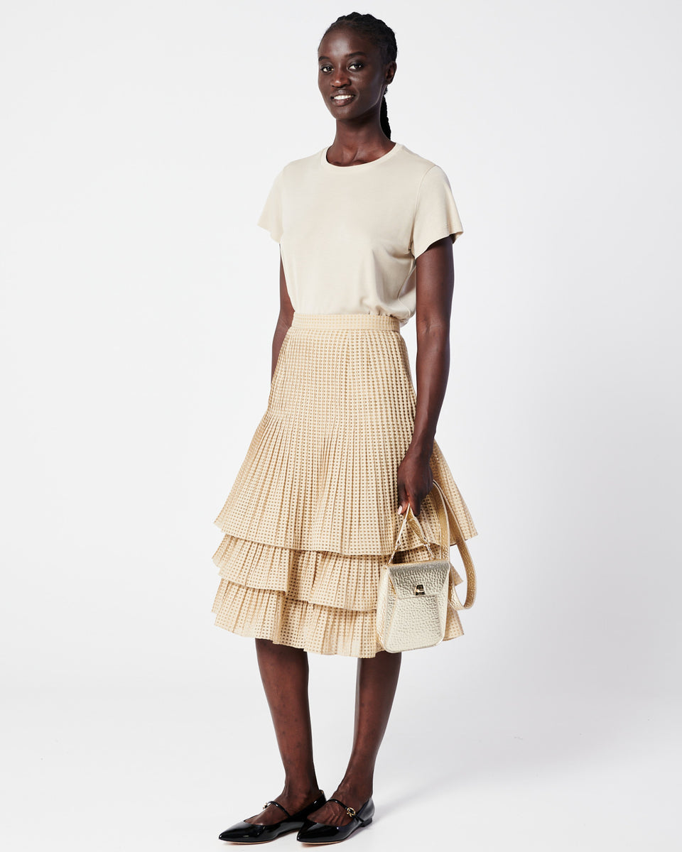 Short A-Line Triple Layer Plissé Skirt