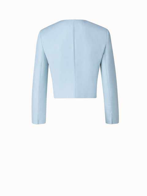 Short Double-Face Jacket in Cotton Silk Stretch