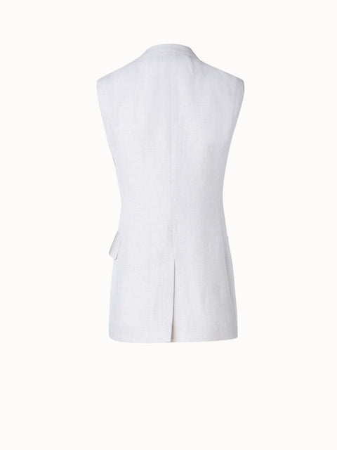 Long Double-Breasted Linen Gilet
