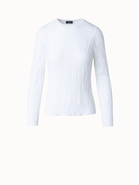 Asagao Knit Sweater in Cotton Blend with Semi-Sheer Sleeve