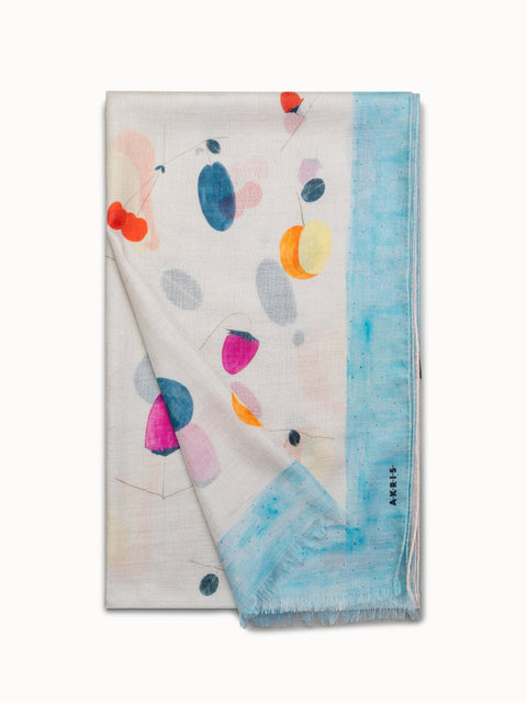 Cashmere Silk Scarf with Fruits Print