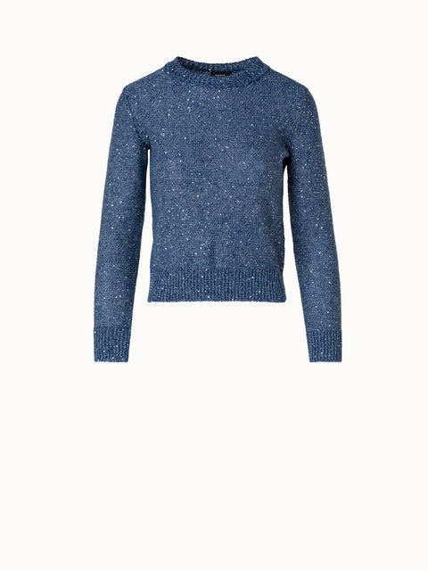 Linen Cotton Sequins Knit Sweater