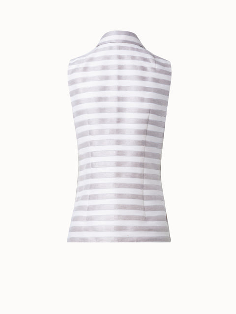 Sleeveless Striped Blouse in Linen Cotton Blend