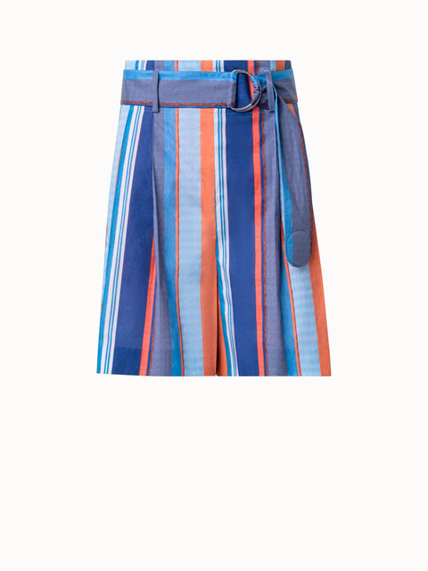 Cotton Bermuda Shorts with Allover Stripes