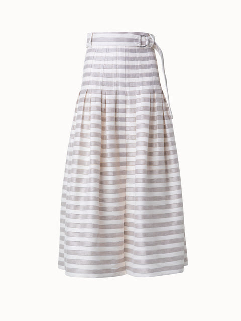 Striped Midi Skirt in Linen Cotton Blend