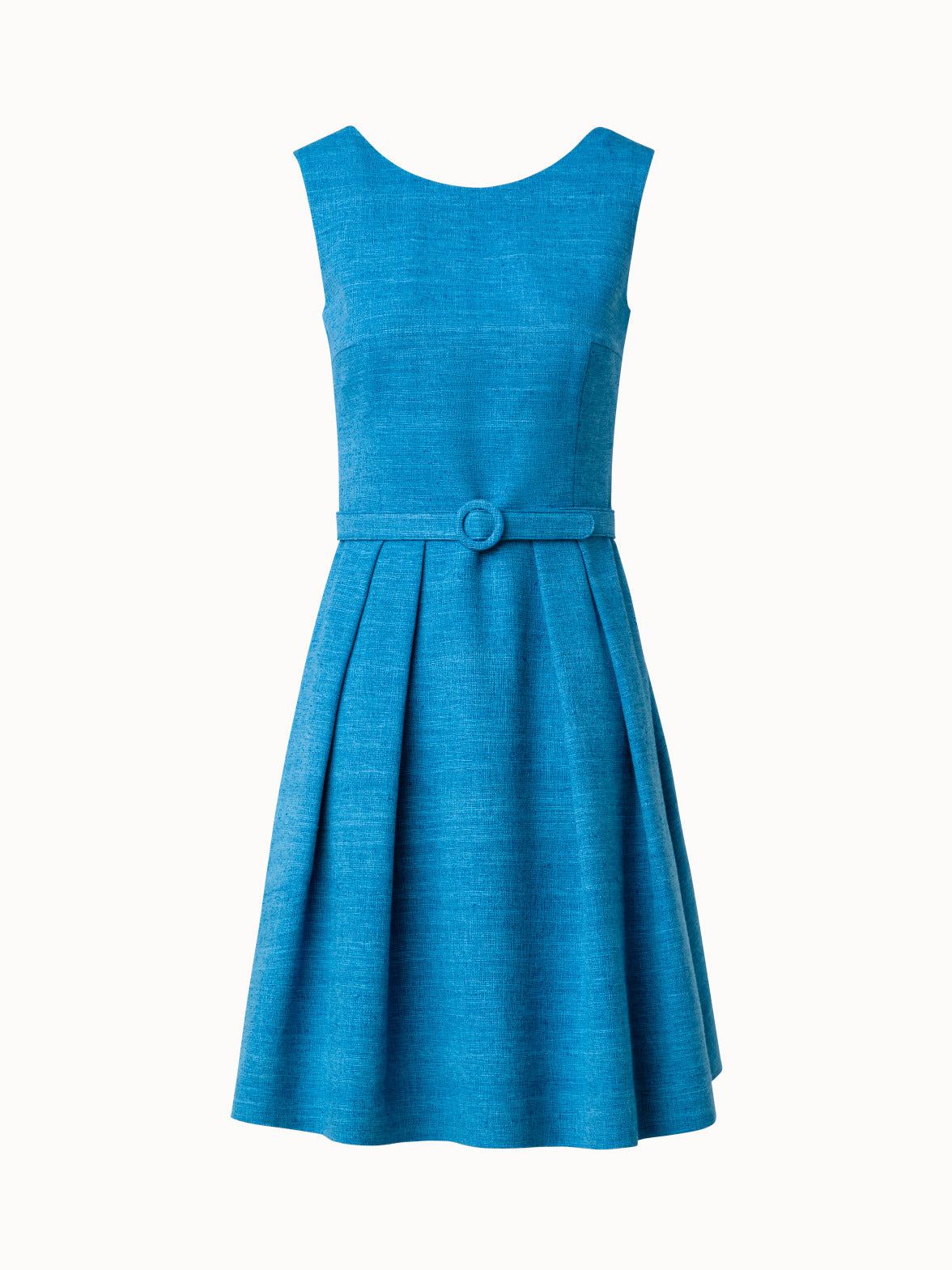 Women's Blue Solid Denim Fit & Flare Dress
