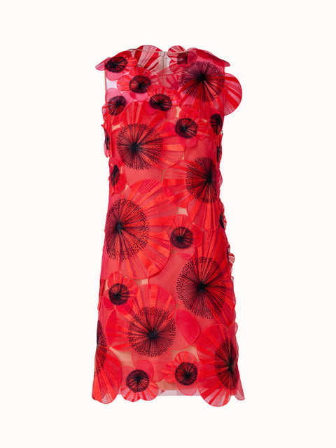 Short Sheath Dress with Allover Anemone Organza Flowers