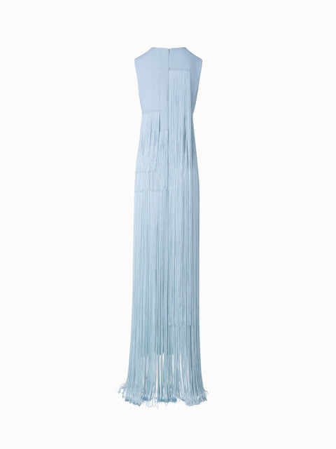 Long Silk Gown with Assymetrical Fringes