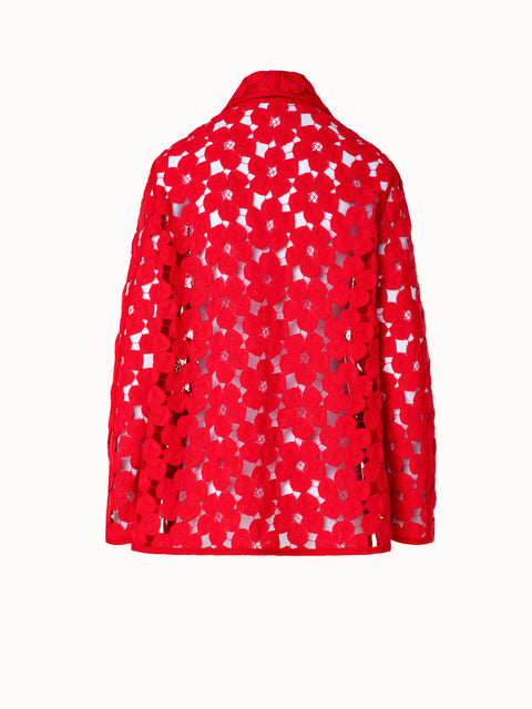 Oversize Shirt Jacket with Allover Anemone Embroidery