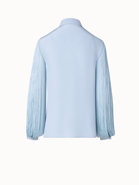 Silk Blouse with Fringe Sleeves