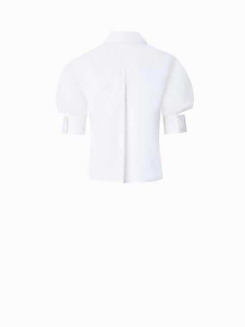 Cotton Poplin Blouse with Half Puff Sleeves