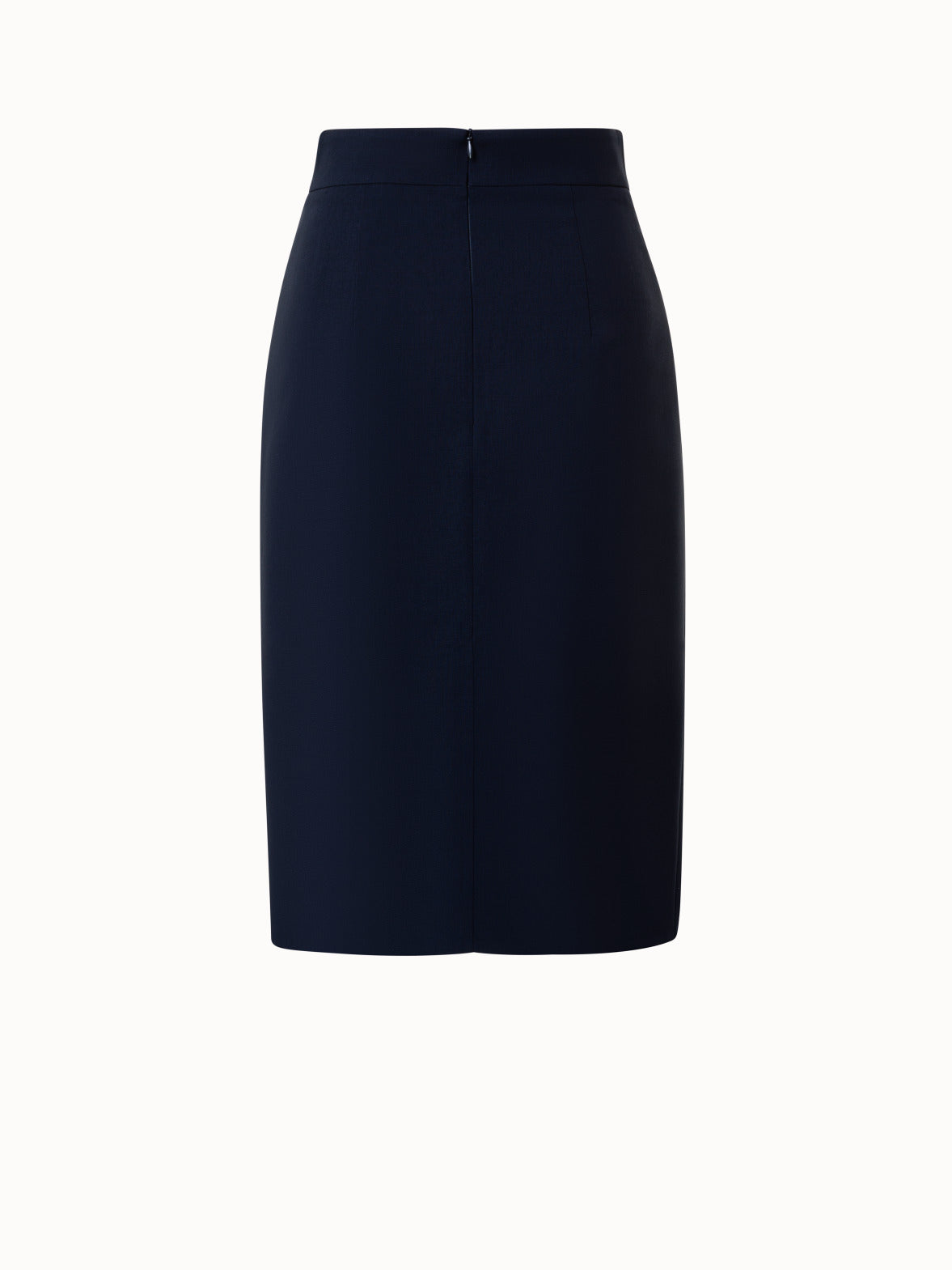 Akris Wool Double Face Wrap Effect Pencil Skirt Navy 12