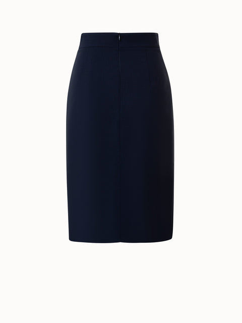 Wool Double-Face Wrap Effect Pencil Skirt