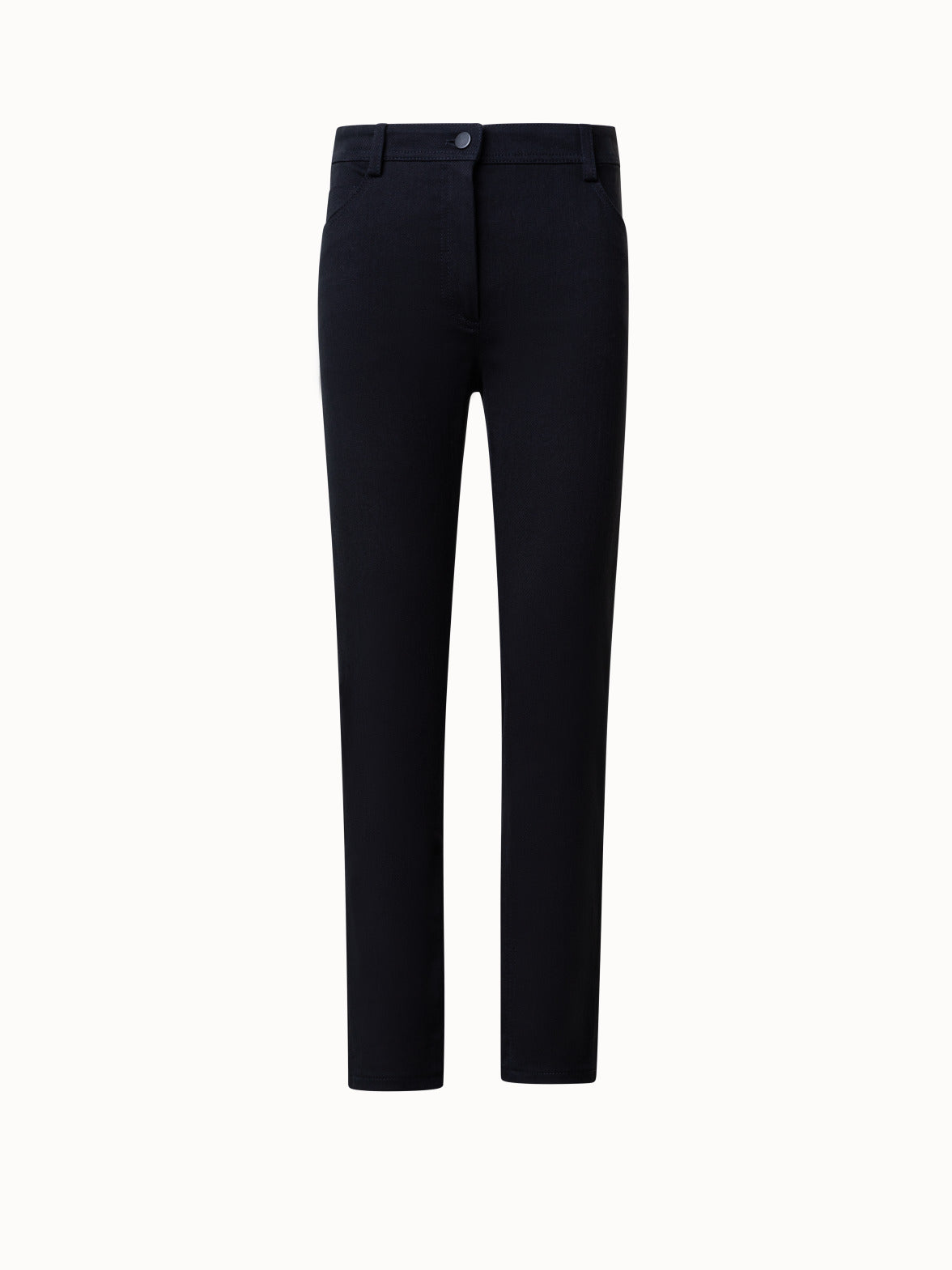 Slim-Fit Cropped Denim Pants - black