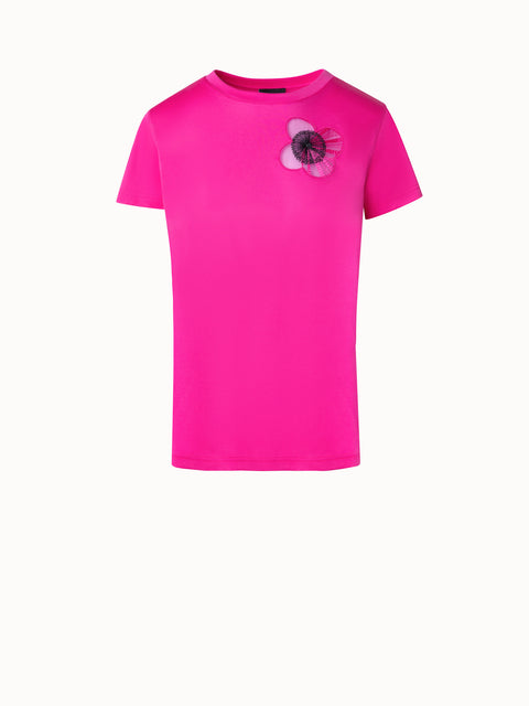 Cotton Jersey T-shirt with Poppy Inset