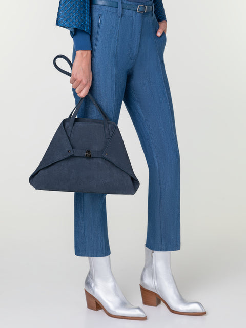 Small Ai Shoulder Bag in Suede Leather with Denim Look