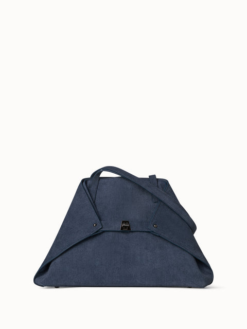 Small Ai Shoulder Bag in Suede Leather with Denim Look
