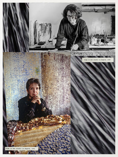 A minimalist interior shot of a spacious, high-ceilinged atelier with large windows, concrete pillars, and rows of empty seating facing a wooden wall.