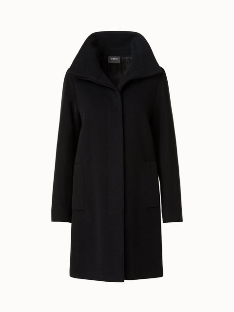 Double-Layered Wool Coat with Detachable Silk Layer