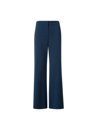 Designer Wide Cool Wool Pants with Elastic Waist - neutral - navy - blue - multicolor