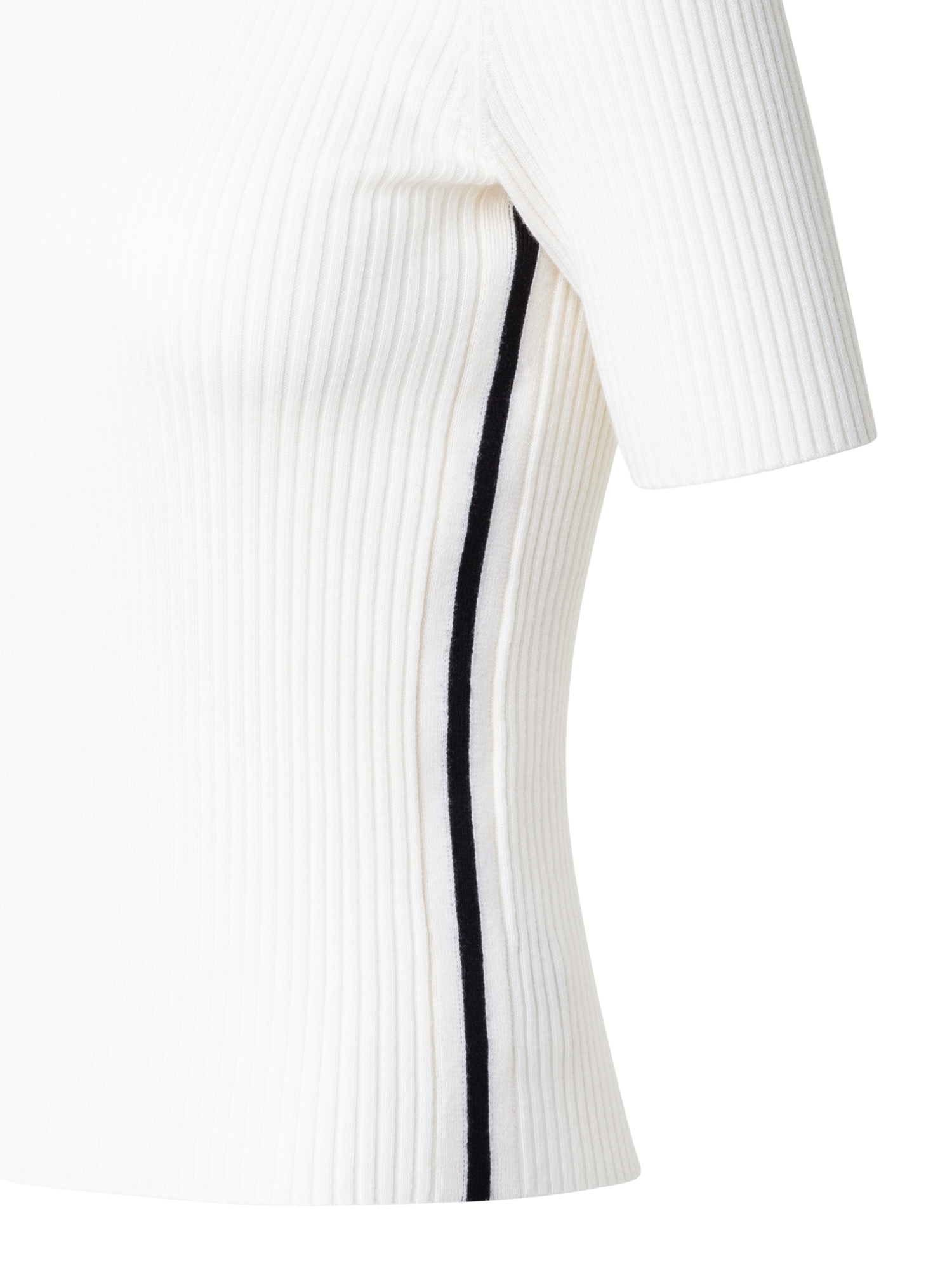 Designer Merino Wool Knit Sweater with Contrast Piping - multicolor - ecru - white