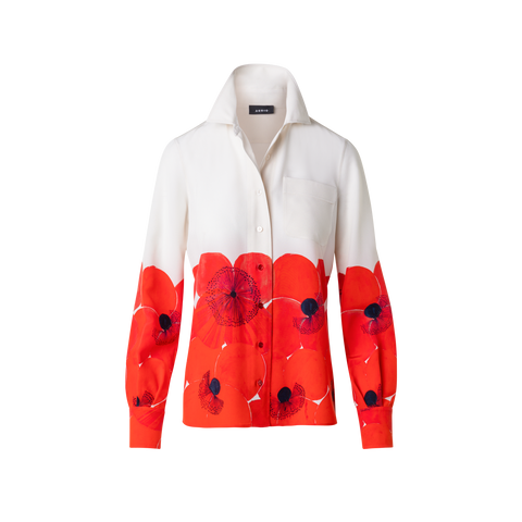 Silk Crêpe Blouse Poppy Print