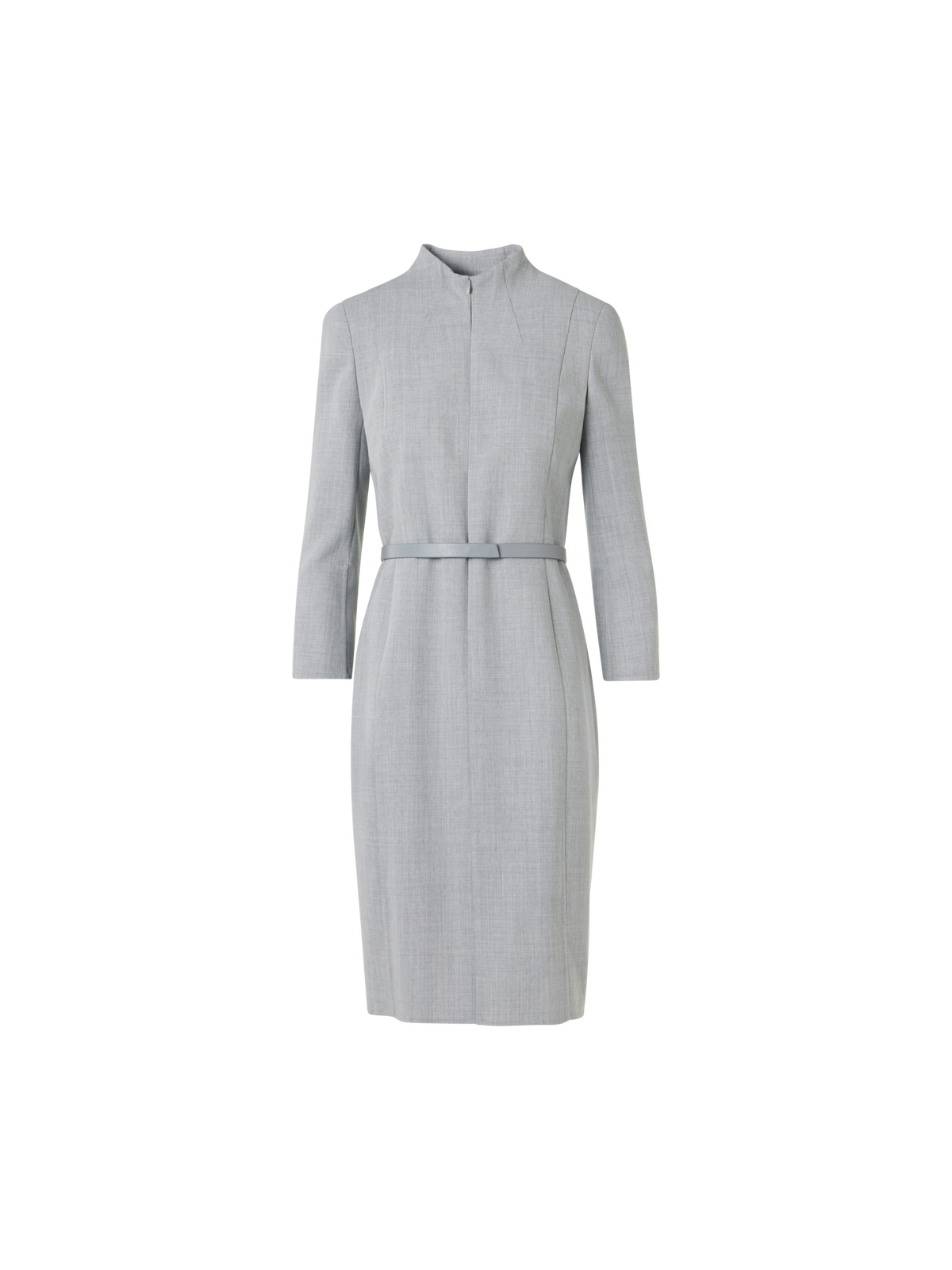 grey wool sheath dress Gray 3/4 sleeve round neck High Waisted Sheath Dress