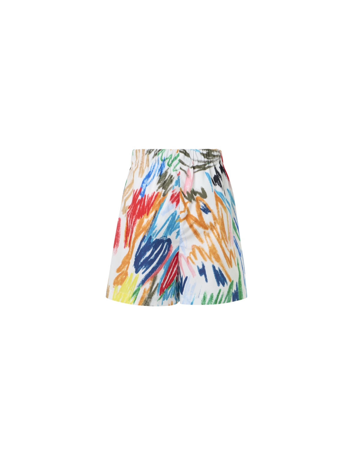 Designer Felice Elastic Waist Scribble Print Cotton Shorts - multicolor