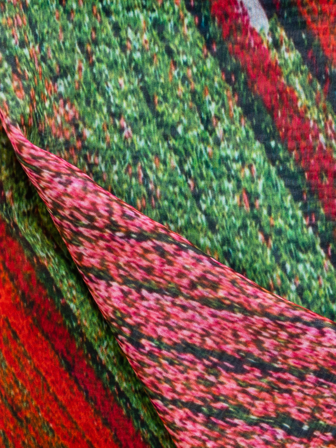 Designer Scarf in Cotton and Silk with Wind Turbine Print - multicolor