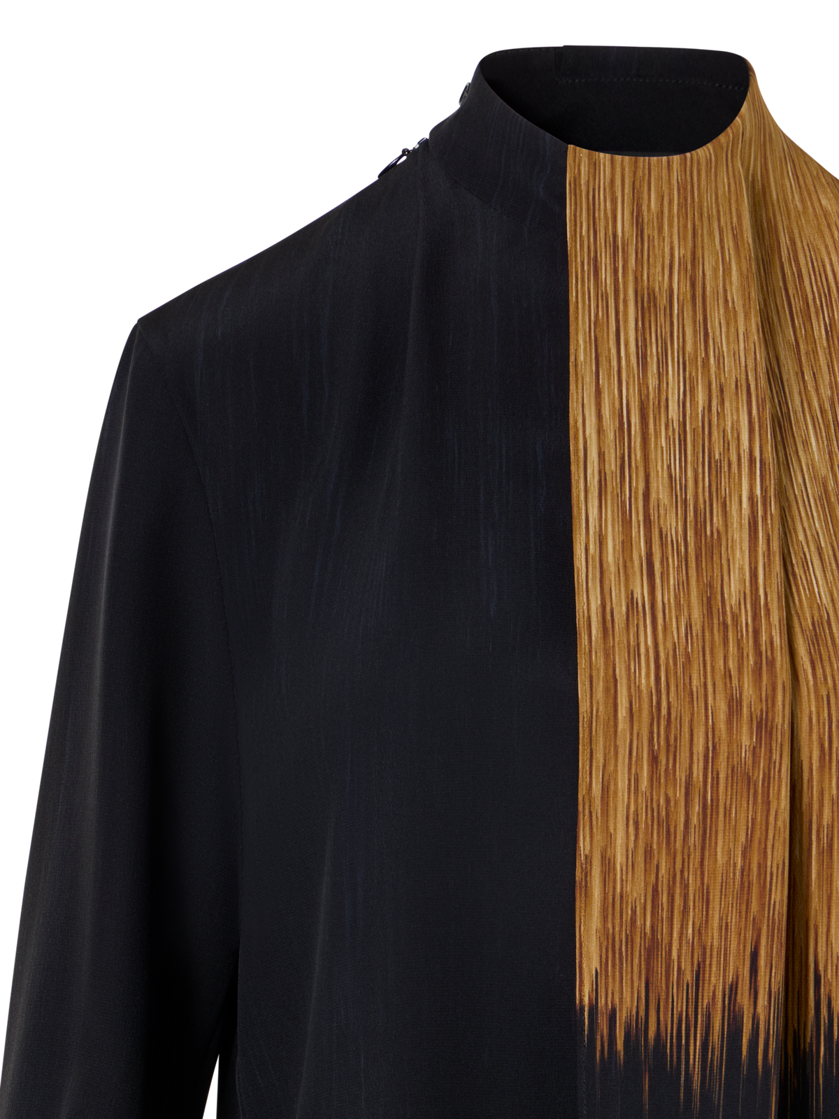 Designer Silk Blouse in Oro Lienzo Print with Overlayer - black - brown - multicolor