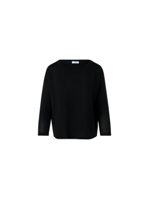 Designer Fine Merino Wool Signature Knit Sweater - black
