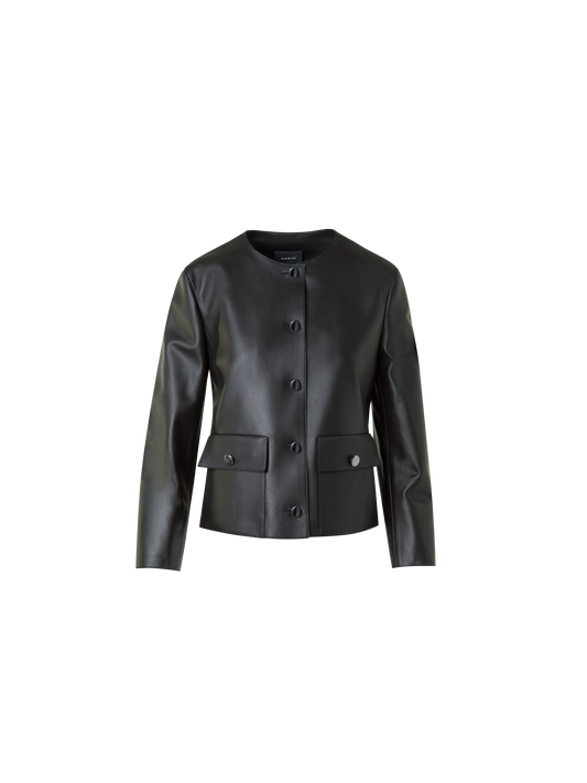 Designer Leather Jacket with Bracelet Sleeves - black - neutral